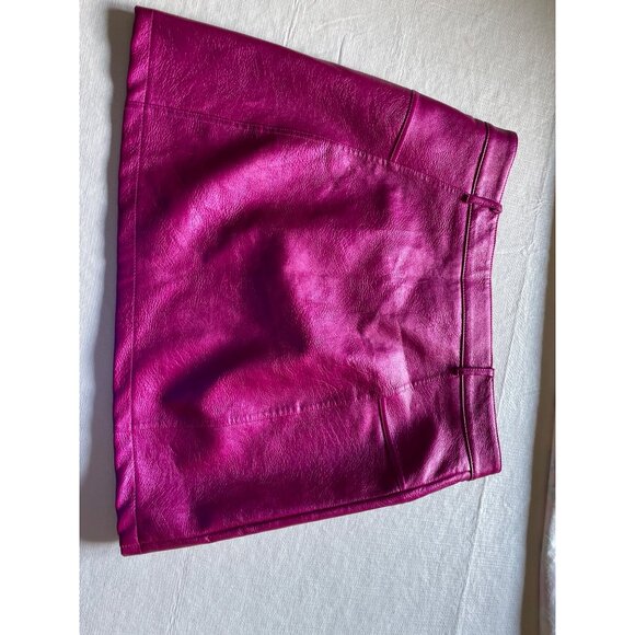 Jolie & Joy Womens Faux Leather Fuchsia A-Line Skirt With Zipper Pockets Size XL - Picture 6 of 6